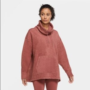 Nike Therma Fleece Funnel Neck Pullover In Dusty Rose(Mauve)